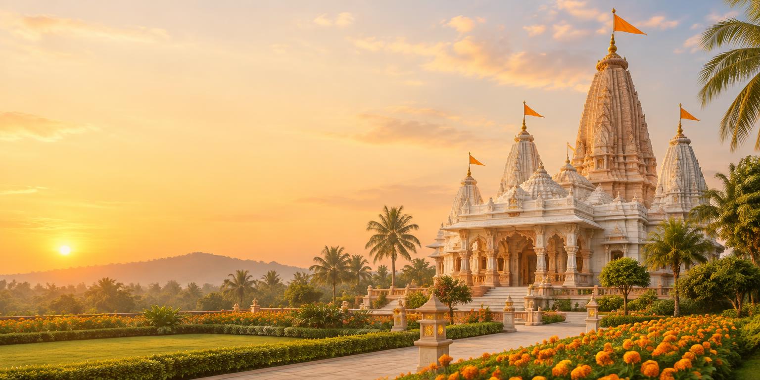 Temple spires at sunset